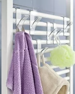 WENKO Patère de porte à suspendre Lissa, 8 Crochets de porte pour les  serviettes ou les manteaux, fixation sans perçage, Acier - Plastique,  35x18x6,5 cm, blanc - chromé