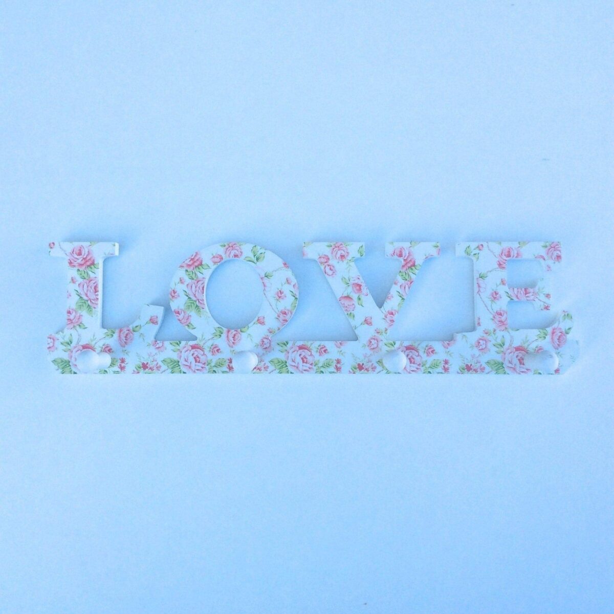 Image 1001 Patère Patere LOVE en LIBERTY rose et vert 4 crochets en bois dans le site N°1 de patère et porte-manteaux de france