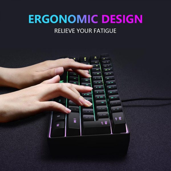 RedThunder 60 Wired Gaming Keyboard RGB Backlit Ultra Compact Mini Keyboard Mechanical Feeling for PC MAC 4 - 60 Keyboard