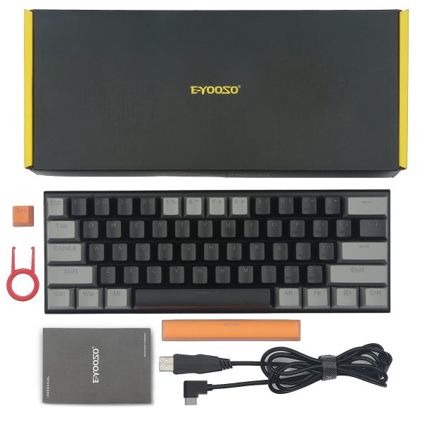 Z 11 Wired 60 Mechanical Gaming Keyboard E Yooso 61 Keys TKL Design Black Gray Led 5 - 60 Keyboard