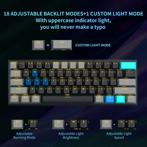 Z 11 Wired 60 Mechanical Gaming Keyboard E Yooso 61 Keys TKL Design Black Gray Led 1 - 60 Keyboard