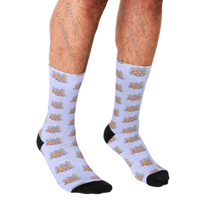 Men s Funny socks Capybara with a leaf Socks harajuku Men Happy hip hop Novelty cute 1 - Capybara Plush