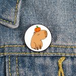 Capybara with a leaf Pin Custom cute Brooches Shirt Lapel teacher tote Bag backpacks Badge Cartoon 1 - Capybara Plush