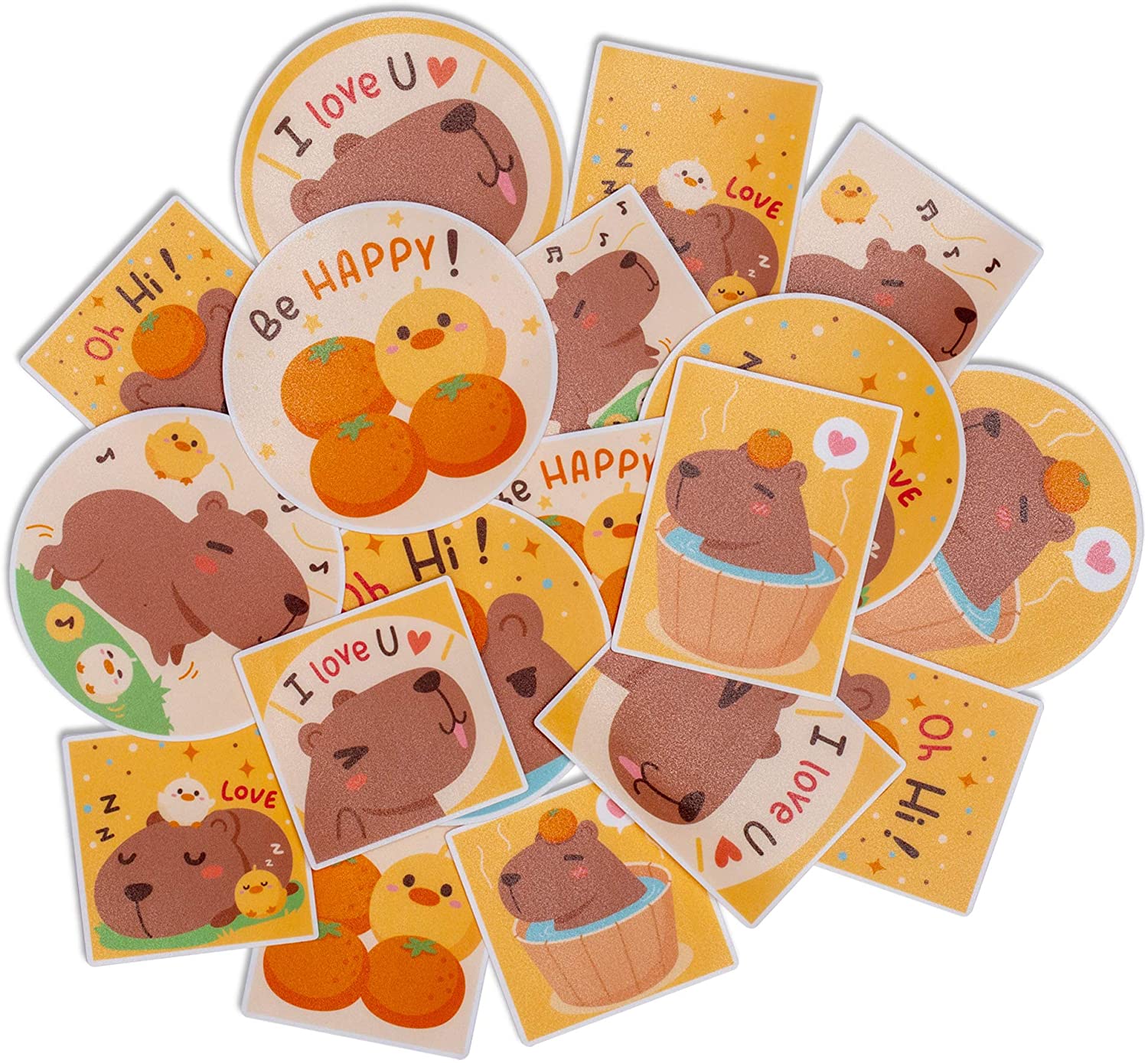 18pcs Cute Capybara Sticker Pack Animal Themed Square Vertical and Round Stickers Decals for Journals - Capybara Plush