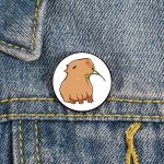 Capybara with a leaf Pin Custom cute Brooches Shirt Lapel teacher tote Bag backpacks Badge Cartoon - Capybara Plush