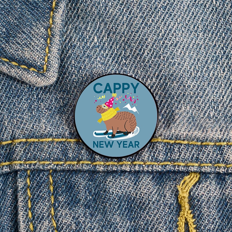 Capybara with a leaf Pin Custom cute Brooches Shirt Lapel teacher tote Bag backpacks Badge Cartoon 3 - Capybara Plush