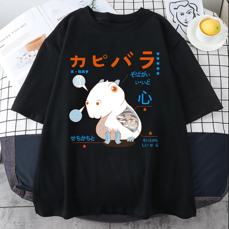 Capybaras clothing t shirt male vintage t shirt 2022 casual anime top tees t shirt manga 4 - Capybara Plush