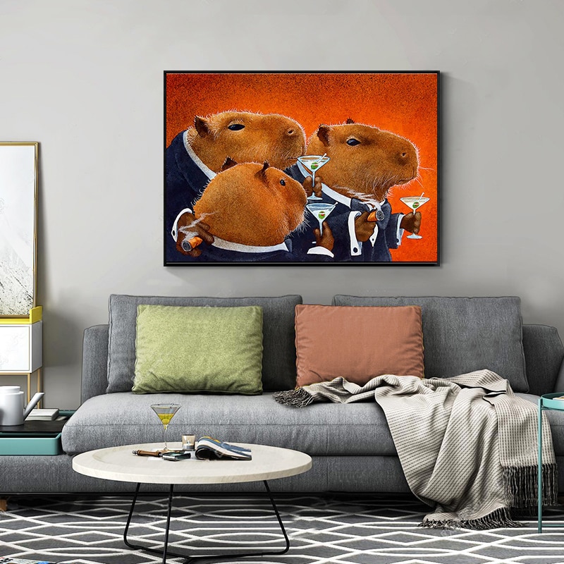 Capybara Club HD Humor Large Size Printing Canvas Painting Wall Painting Wall Art Decoration Picture for - Capybara Plush