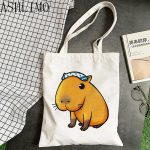Kawaii Capybara Animal Cartoon Large Shopper Bag Print Canva Tote Bag Handbag Women Bag Harajuku Shoulder 1 - Capybara Plush