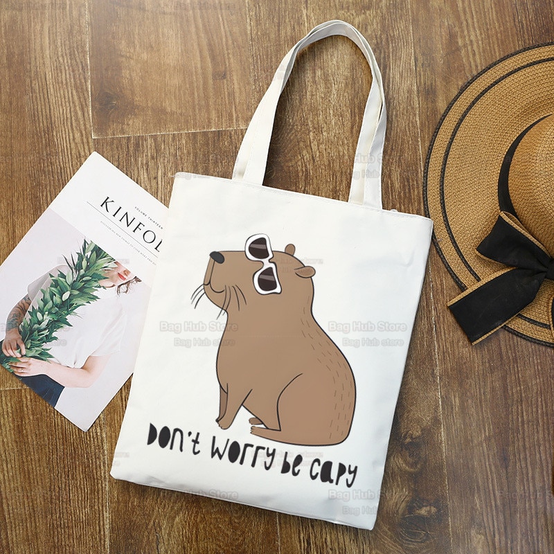 Capybara Cute Ulzzang Shopper Bag Print Canvas Animal Cartoon Tote Bag Handbags Women Bag Harajuku Shoulder 2 - Capybara Plush