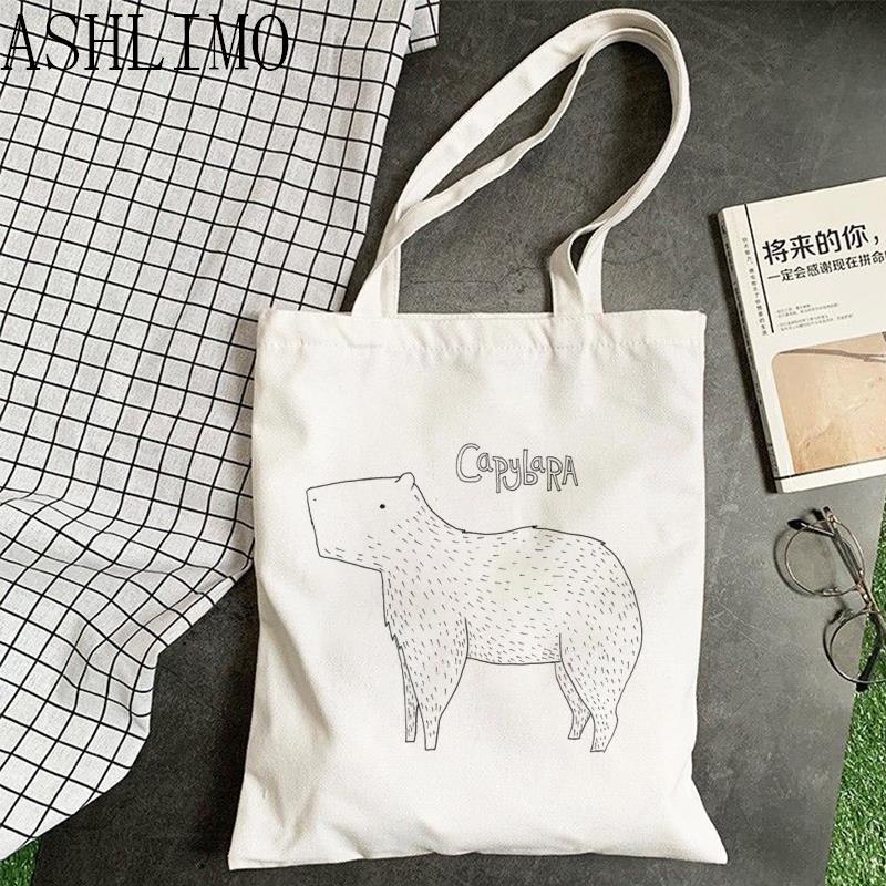 Kawaii Capybara Animal Cartoon Large Shopper Bag Print Canva Tote Bag Handbag Women Bag Harajuku Shoulder 2 - Capybara Plush