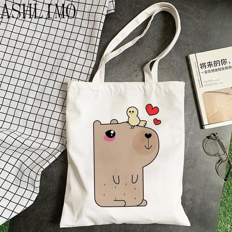 Kawaii Capybara Animal Cartoon Large Shopper Bag Print Canva Tote Bag Handbag Women Bag Harajuku Shoulder - Capybara Plush