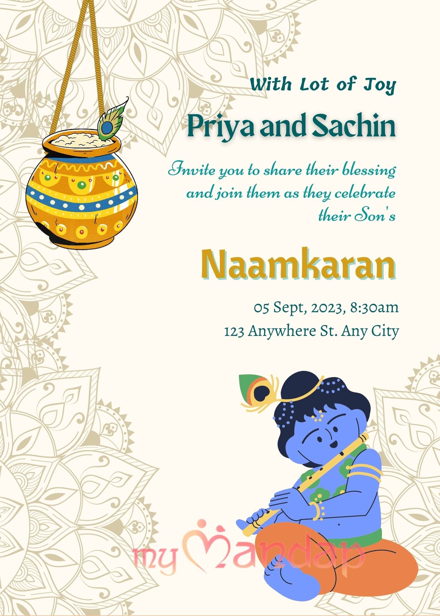 Krishna Naming Ceremony Invitation