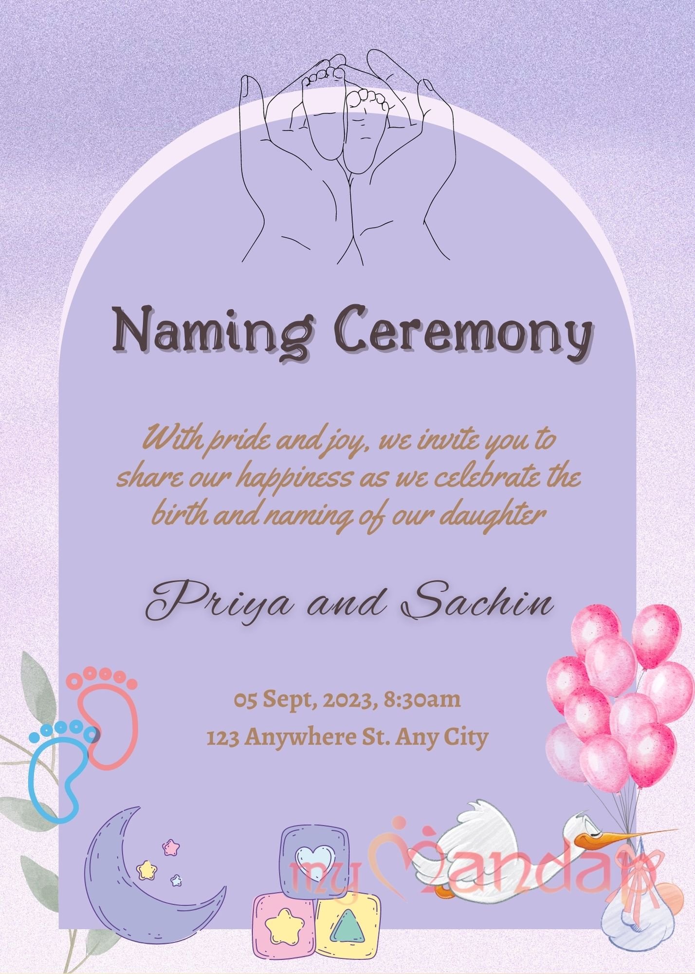 Invitation Card naming ceremony