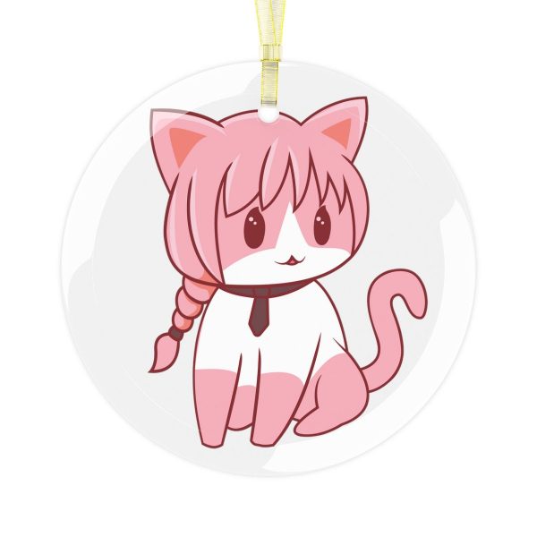 Chainsaw Cats  Makima - Anime Cat - Glass Ornament Xmas - Chibi Anime Otaku Gift for him and her Kawaii - Holiday Ornaments V1