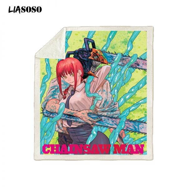 LIASOSO Anime Chainsaw Man White Cape Travel Youth Bedding Patterned Johnny Hallyday Baby Blanket Bedspread Travel e1621964613503 - Chainsaw Man Shop
