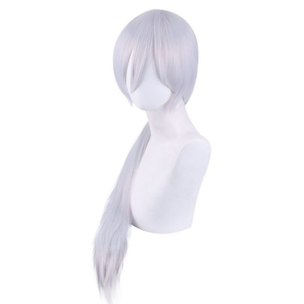 Anime Chainsaw Man Quanxi Cosplay Silver White Wig with Eye Patch Long PonytailHeat resistant Fiber Hair 2 - Chainsaw Man Shop