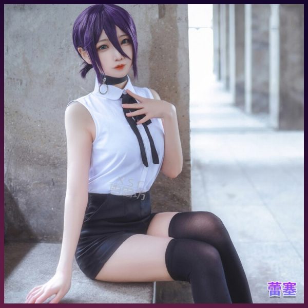 Anime Chainsaw Man Reze Cosplay Costume Adult Women Outfits Sexy Sleeveless Vest Pants Halloween Cosplay Wig 2 - Chainsaw Man Shop