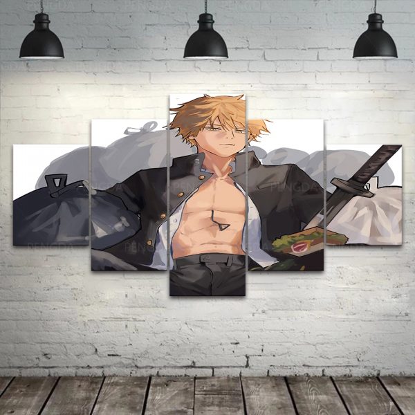 Home Decor Chainsaw Man Canvas Prints Painting Japanese Animation Poster Wall Art Modular Pictures For Bedside - Chainsaw Man Shop