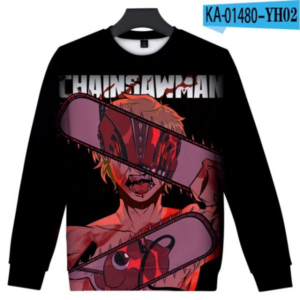 Manga Chainsaw man 3D Printed Sweatshirt Women Men Long Sleeve Sweatshirts Chainsawman Anime Autumn Winter - Chainsaw Man Shop