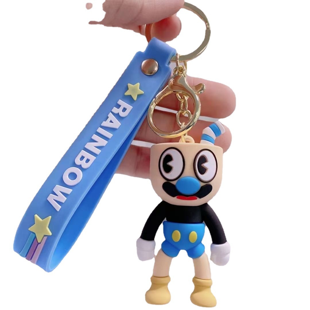 Creative New Adventure Cuphead Game Around 6cm Mickey Minnie Doll Mug Key Chain Pendant Car Key - Cuphead Plush