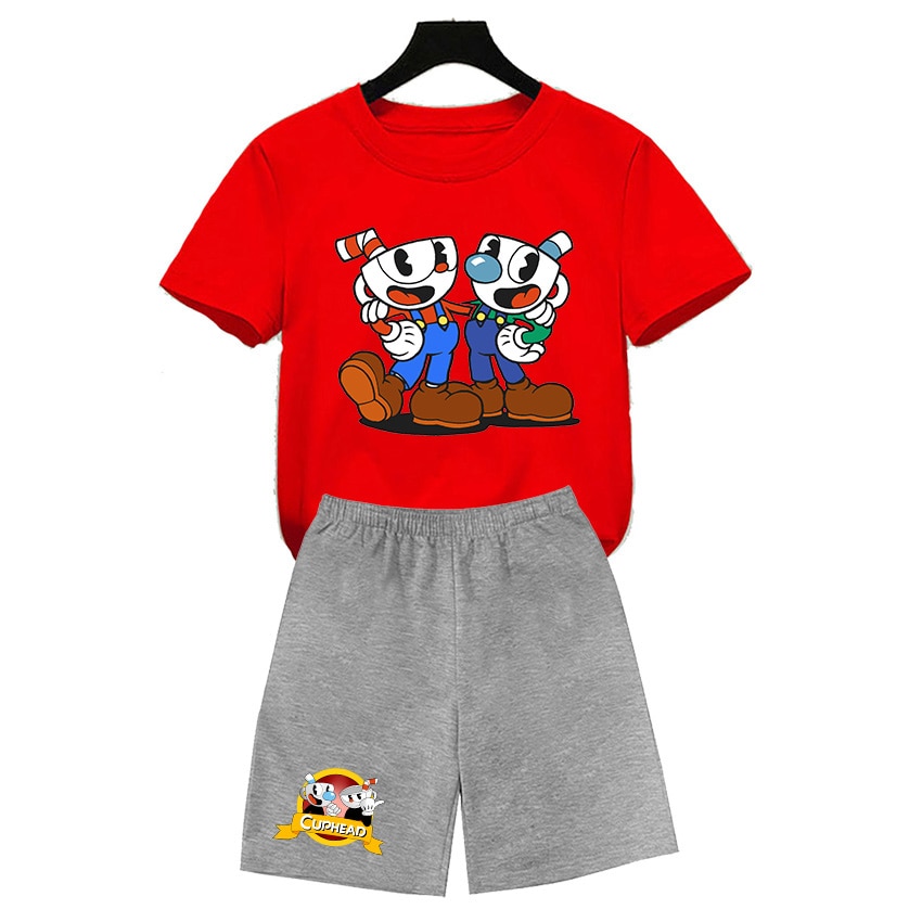 Summer Set T Shirts Game Cuphead Mugman 3D Printed Kids T Shirt Fashion Casual Cartoons T 5 - Cuphead Plush