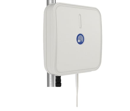 A wall mounted DEEPBLUE V-MODEL wireless access point with Wi-Fi and Bluetooth capabilities, featuring a blue logo.