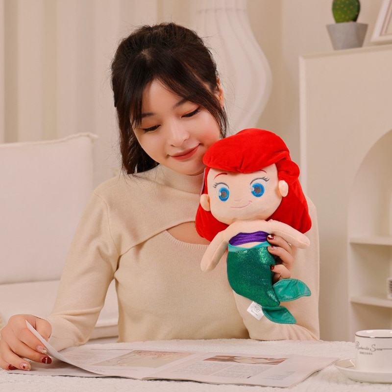 Disney Mermaid Princess Ariel Plush Doll Cartoon Anime Kawaii Plushie Stuffed Toy Q Version Soft Sleeping - Ariel Doll