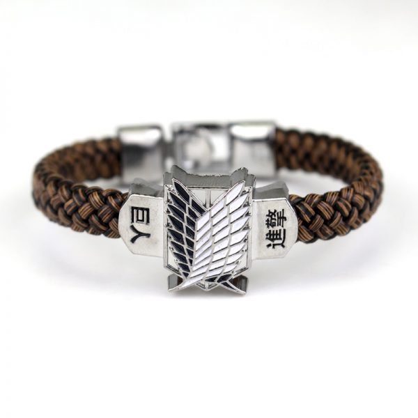 New Fashion Anime Attack On Titan Charm Bracelet Shingeki No Kyojin Cosplay Unisex Leather Bracelets Wristband 1 - Attack On Titan Store