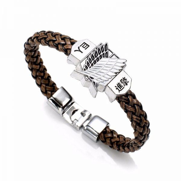 New Fashion Anime Attack On Titan Charm Bracelet Shingeki No Kyojin Cosplay Unisex Leather Bracelets Wristband - Attack On Titan Store