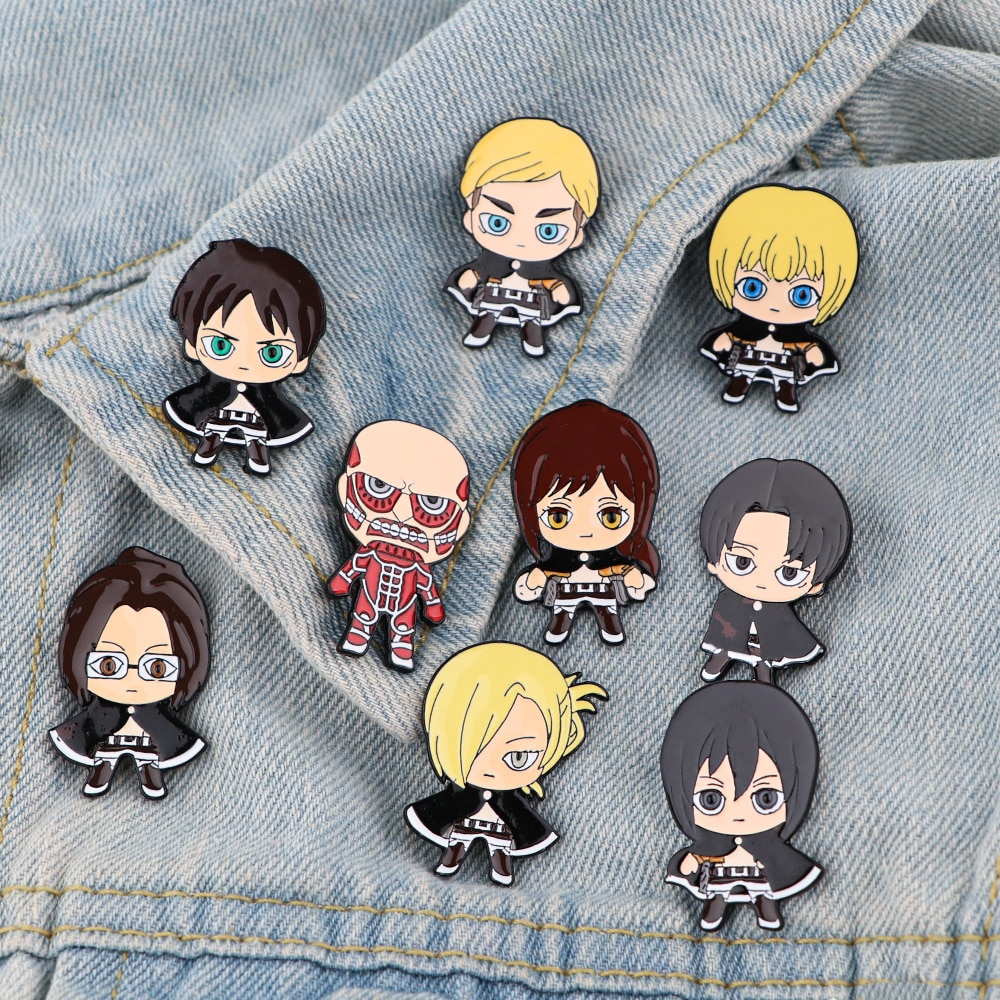 DZ1830 Anime Attack on Titan Figures Enamel Pins Badge Brooch Backpack Bag Collar Lapel Decoration Jewelry - Attack On Titan Store