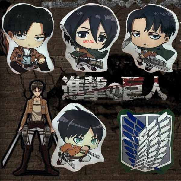Attack on Titan Pillow Toy Anime Levi Ackerman Plush Stuffed Doll Double Sided Pillowcase 40cm Children 1 - Attack On Titan Store