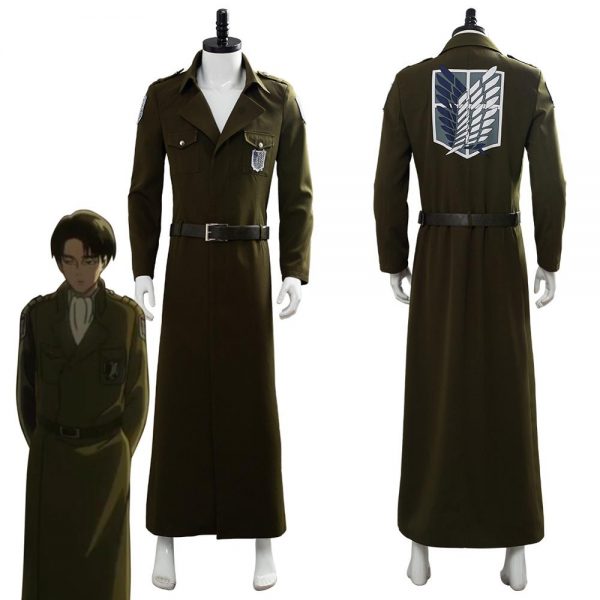 Attack on Titan Cosplay Levi Costume Scouting Legion Soldier Coat Trench Jacket Adult Men Halloween Carnival - Attack On Titan Store