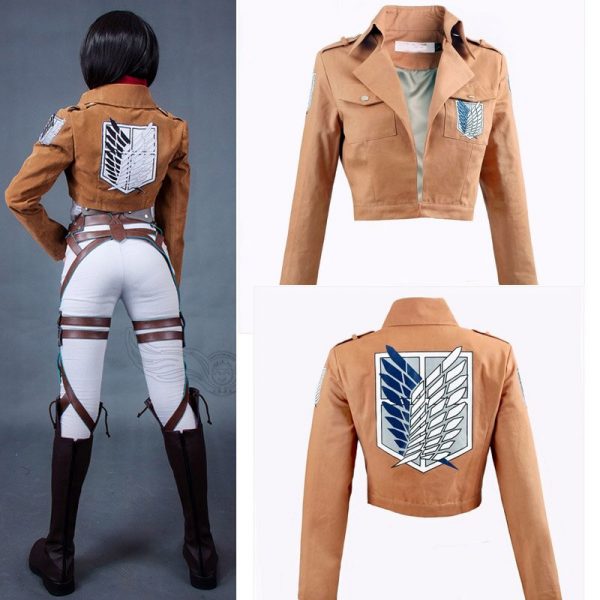 Attack On Titan Cosplay Costume Eren Jaeger Leather Skirt Mikasa Ackerman Suit Cloak Jacket Scout Regiment 3 - Attack On Titan Store