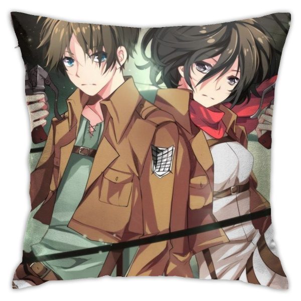 Attack On Titan Anime Decorative Pillow Case Throw Pillow Case Red Square Pillow Case Home Decoration 3 - Attack On Titan Store
