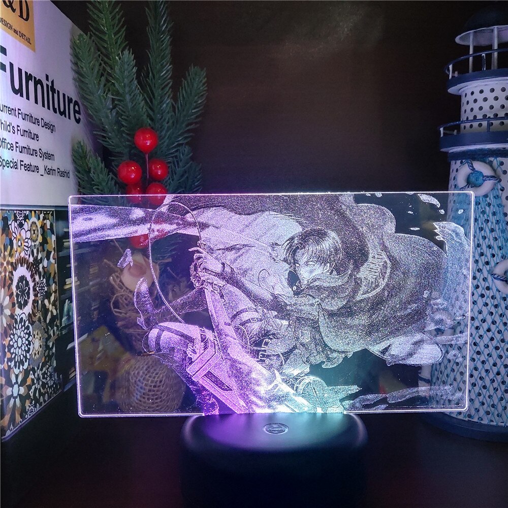Attack On Titans Levi Ackerman 3D LED Night Light Desk Nightlight Anime Touch Remote Table Lamp - Attack On Titan Store