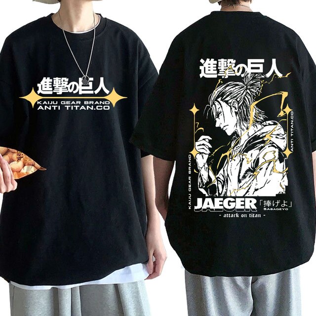 Anime Attack on Titan Double Sided T Shirt Eren Jaeger Manga Graphic Men Women Summer - Attack On Titan Store