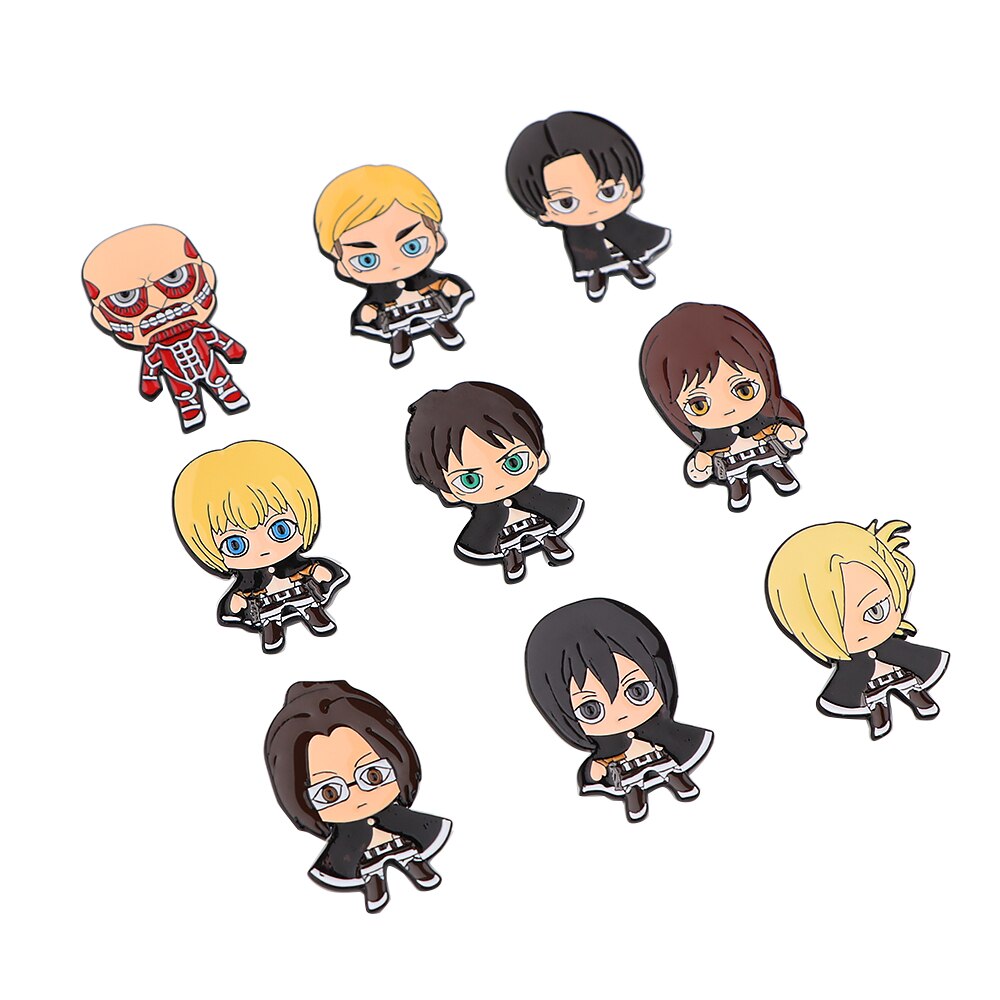 DZ1830 Anime Attack on Titan Figures Enamel Pins Badge Brooch Backpack Bag Collar Lapel Decoration Jewelry 2 - Attack On Titan Store
