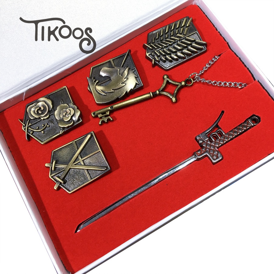 Attack on Titan Eren Ackerman Armin Arlert Survey Recon Corps Brooch Ring Necklace Jewelry Pendant Set 1 - Attack On Titan Store