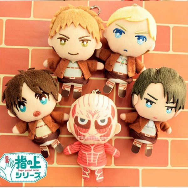 Cosplay Anime 10cm Attack on Titan Levi Erwin Cute Plush Finger Puppets Cover Stuffed Toys Doll 2 - Attack On Titan Store