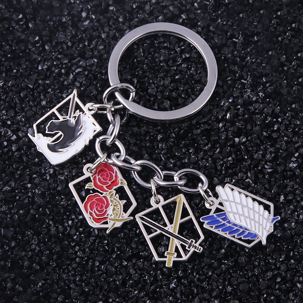 Anime Attack On Titan Keychain Trainee Survey Corps Military Police Garrison Regiment Logo Pendant Key Chain - Attack On Titan Store