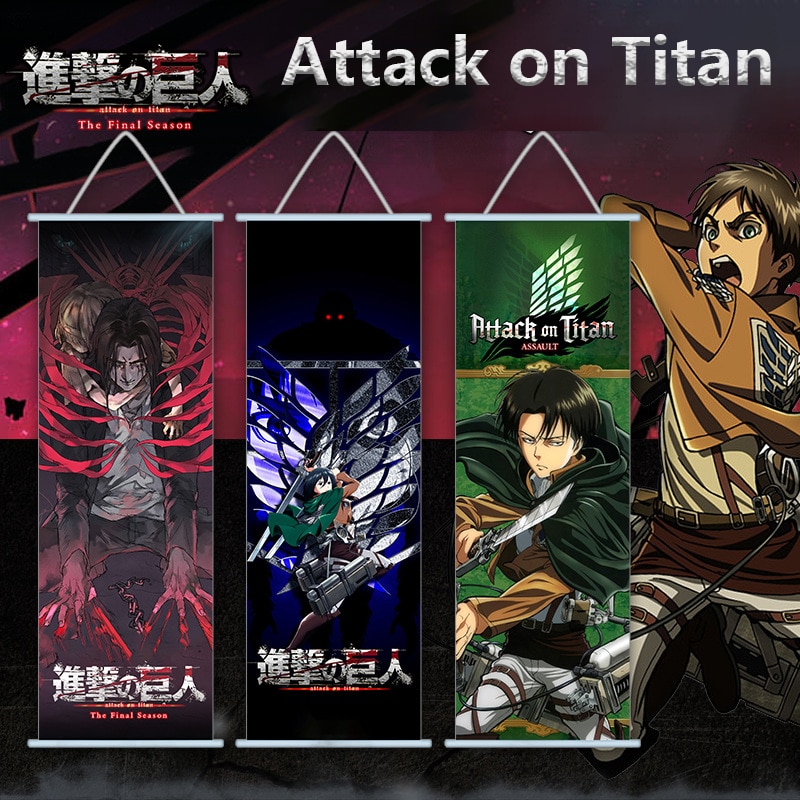 Attack on Titan Scroll Canvas Wall Hanging Painting Home Decor Anime Poster Wall Art Room Decoration - Attack On Titan Store