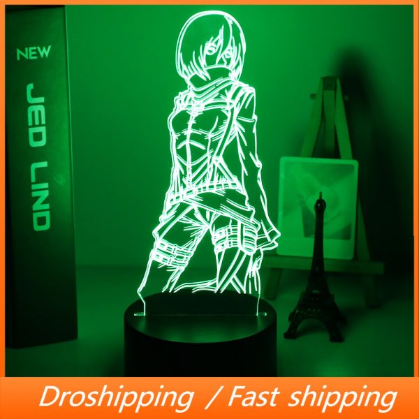 3d Lamp Attack on Titan Mikasa Ackerman Figure Kids Nightlight for Room Decoration Led Color Changing - Attack On Titan Store