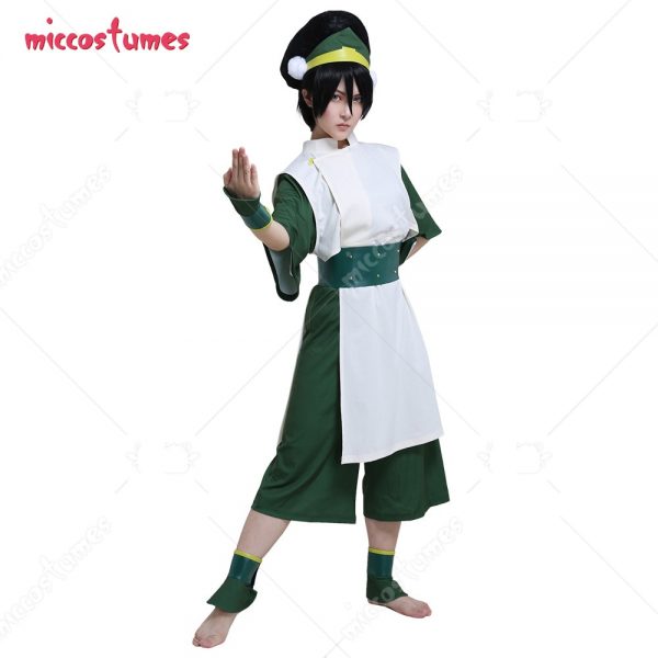 Avatar The Last Airbender Toph Beifong Adult Green Kungfu Suit Cosplay Costume with Hairband - Avatar The Last Airbender Merch