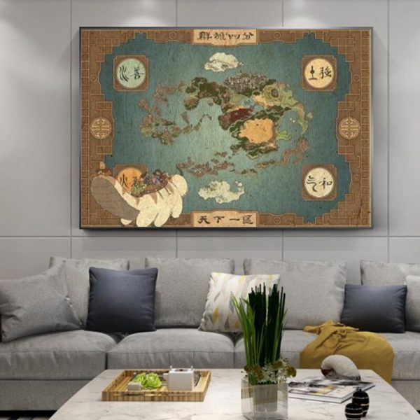 From Avatar Airbender Map The Legend Canvas Painting Poster and Print Wall Art Picture for Living 1 - Avatar The Last Airbender Merch