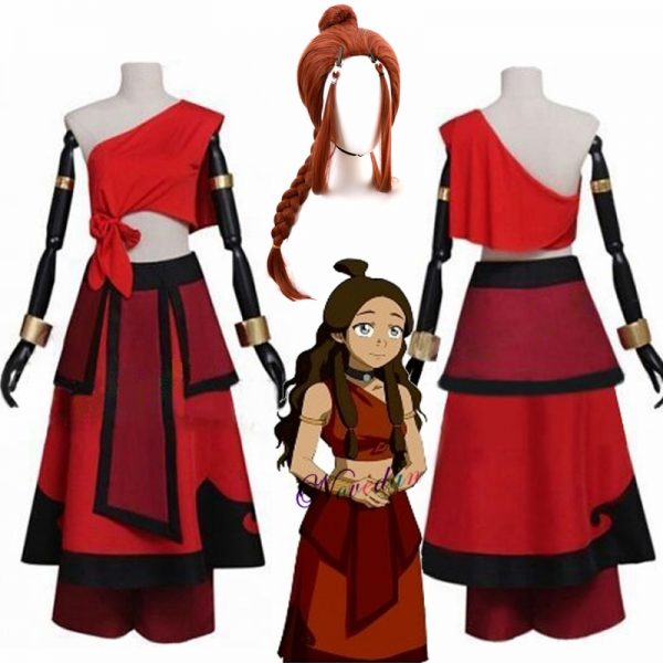 New Anime Avatar the last Airbender Katara Cosplay Costume And Wig For Carnival Halloween Party - Avatar The Last Airbender Merch