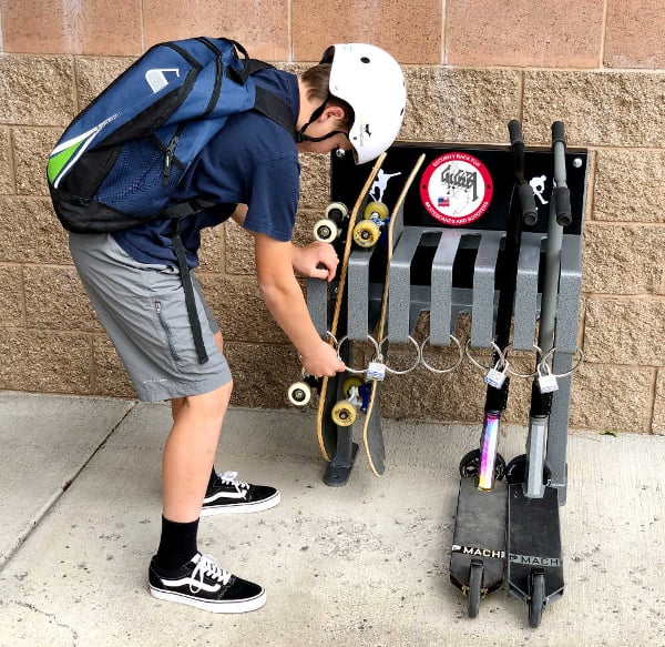 skateboard and scooter security rack