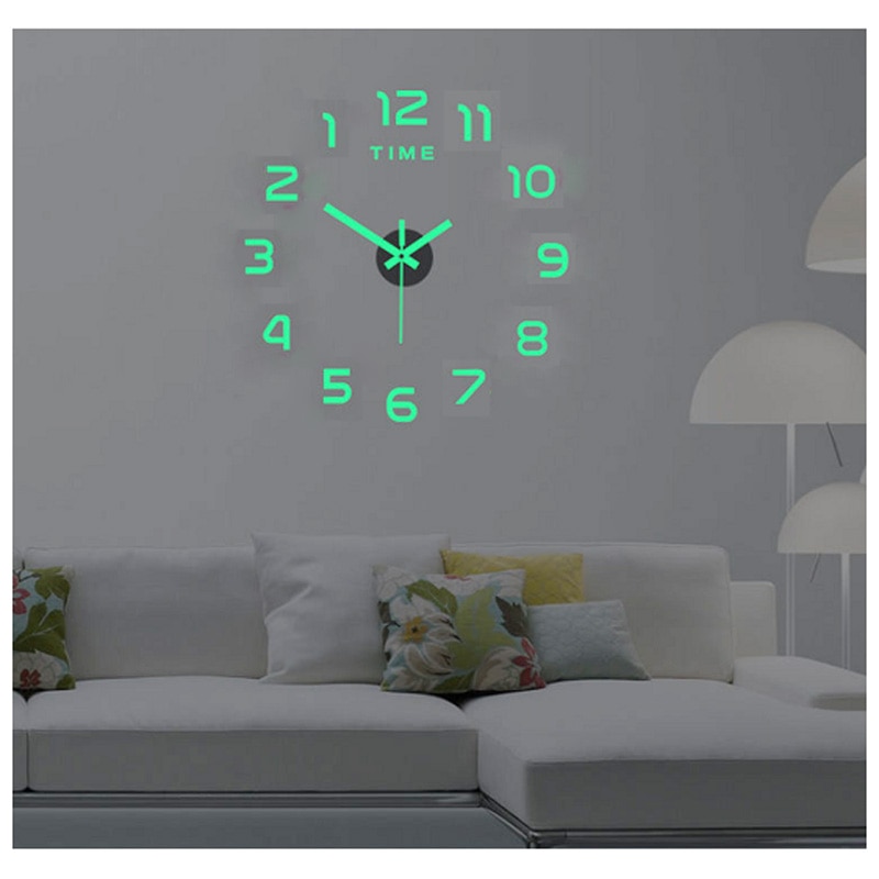 DIY digital decoration Reverse Luminous Left way Right way Clock wall stickers Night vision grow watches 2 - Backwards Clock