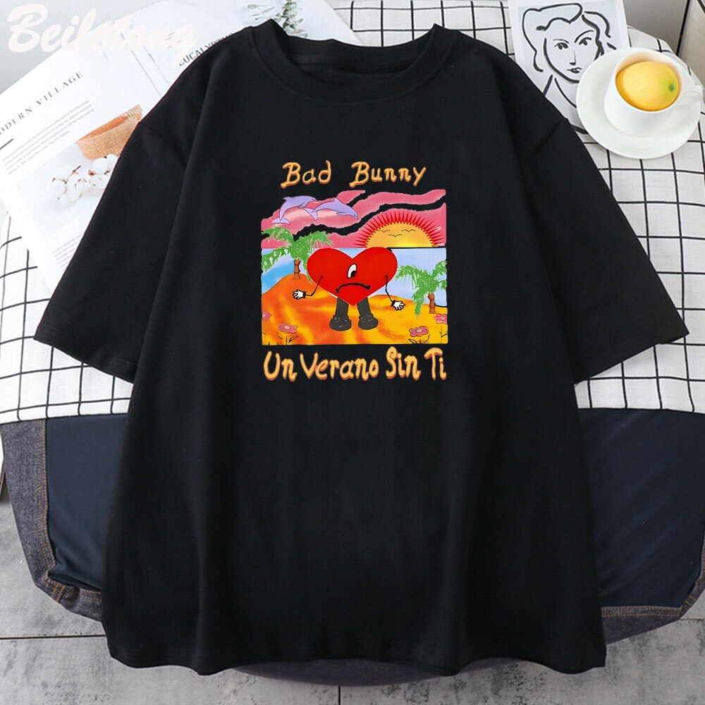 Bad Bunny Un Verano Sin Ti Album T shirt Short sleeved Cute Fashion Summer Tee 100 1 - Bad Bunny Store