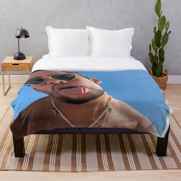 Bad Bunny Shirtless Selfie  Throw Blanket RB3107 product Offical Bad Bunny Merch